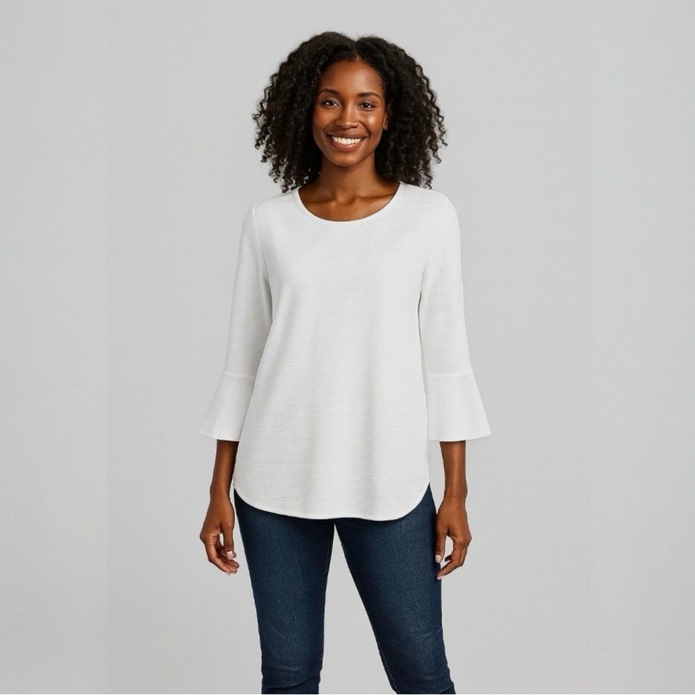 Papillon Blanc Cream Bell Sleeve Blouse